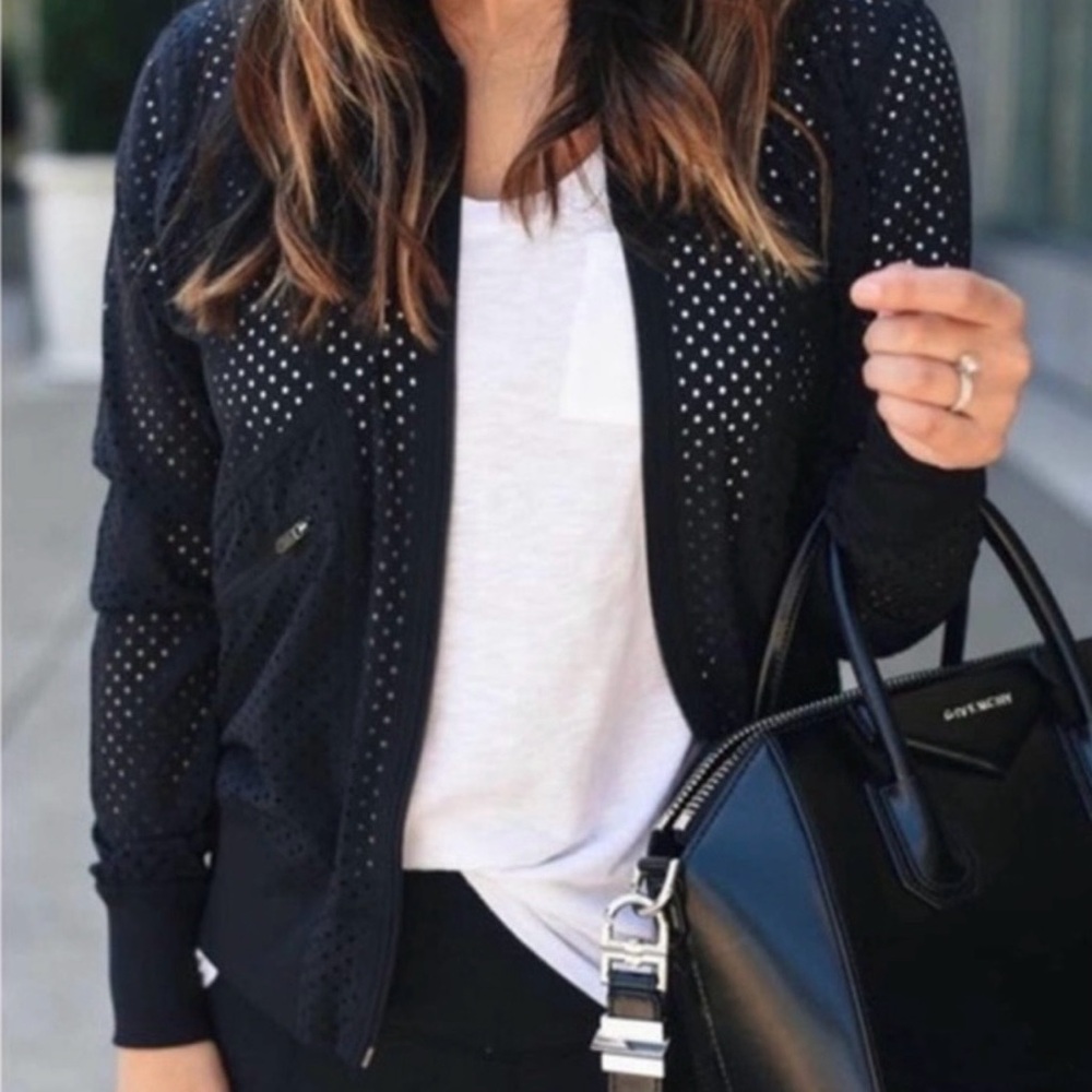 Zella To The Max Black Mesh Bomber Jacket, Size Small